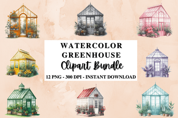 Download Watercolor Greenhouse Clipart Bundle - Premium Bundle