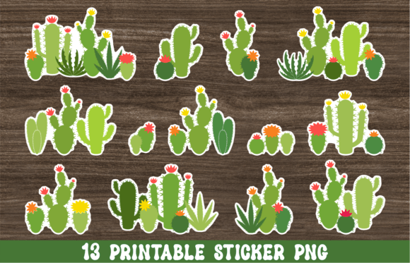 Download Blooming Cactus Printable Sticker Png - Cactus printable Collection