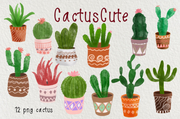 Download Watercolor Cactus Cute Clipart - Watercolor cactus Collection