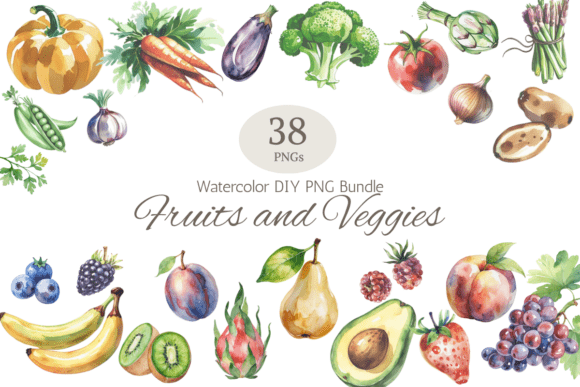 Download Watercolor Garden Harvest PNG Bundle - Premium Resources