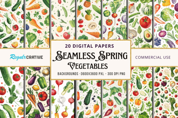 Download Seamless Spring Vegetables Bundle PNG - Premium Resources